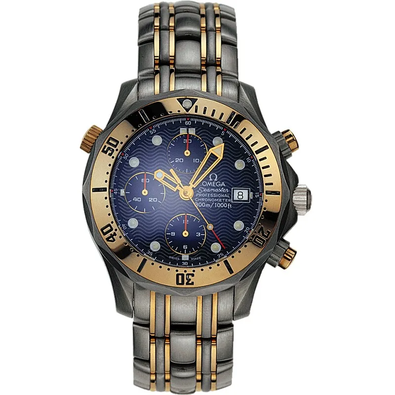 Omega Seamaster Diver 300M Automatic 41.5 Chronograph 2296.80.00, reference 2296.80.00, blue dial, titanium and rose gold case