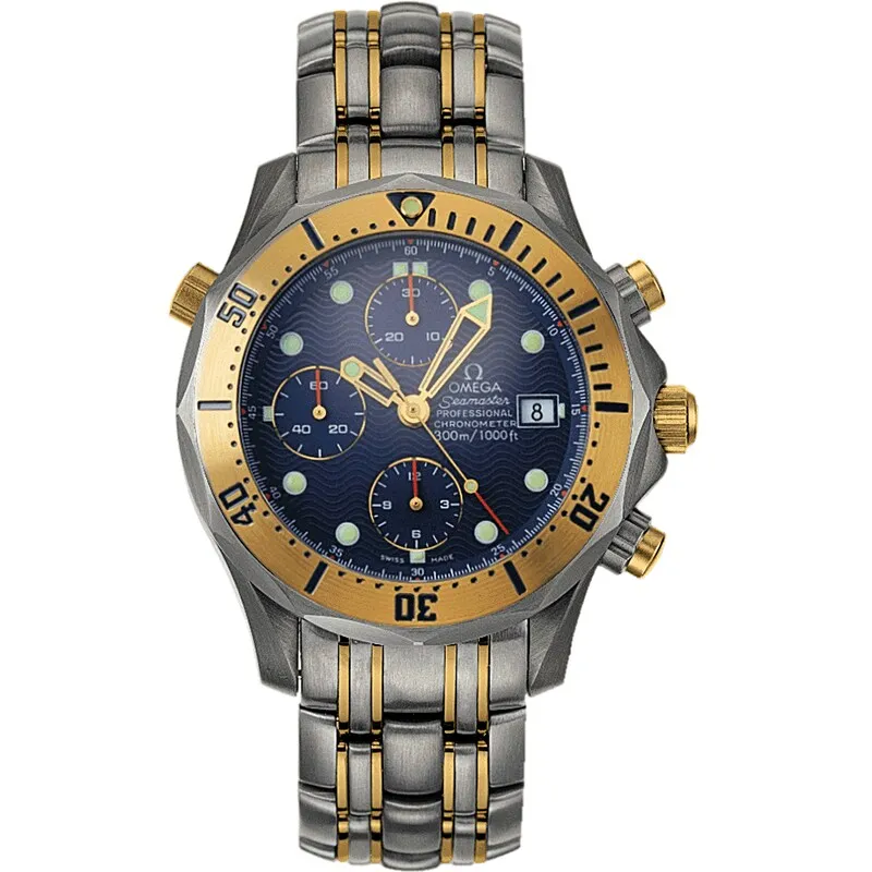 Omega Seamaster Diver 300M Automatic 41.5 Chronograph 2297.80.00, reference 2297.80.00, blue dial, titanium and yellow gold case