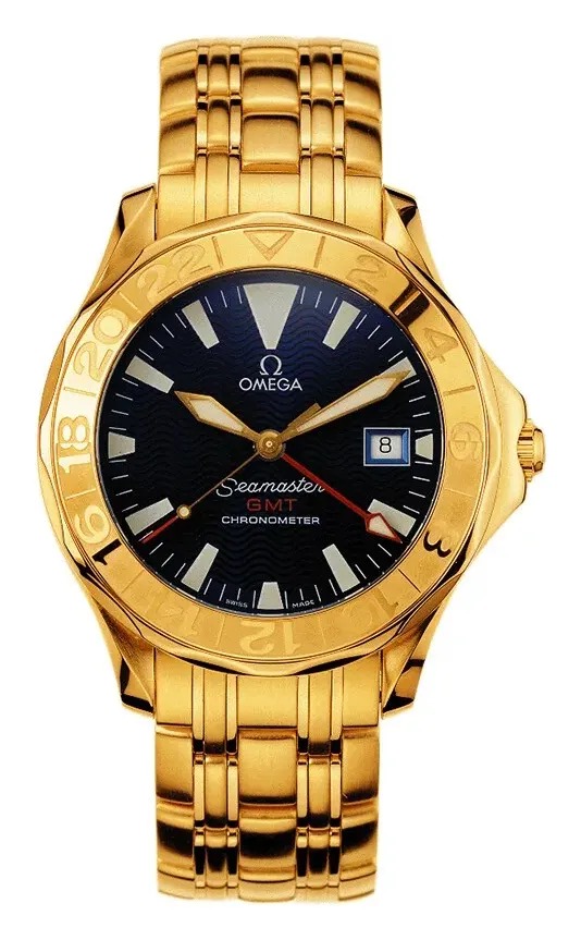 Omega Seamaster Diver 300M Automatic 41 GMT 2134.80.00, reference 2134.80.00, blue dial, yellow gold case