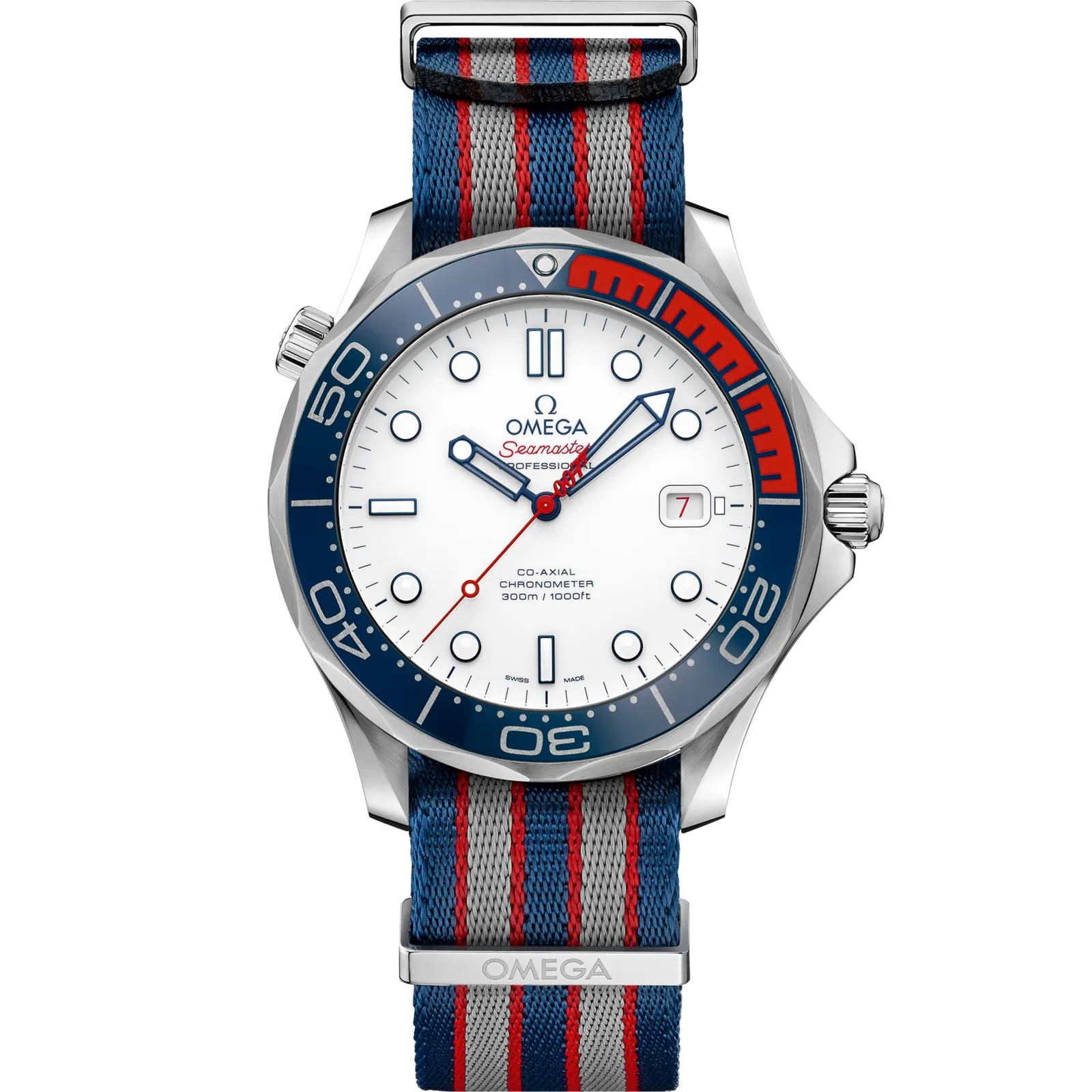 Omega Seamaster Diver 300M Co-Axial 41 Stainless Steel /James Bond Commander's Watch, reference 212.32.41.20.04.001, white dial, stainless steel case