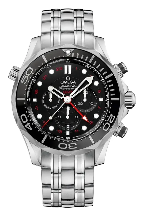Omega Seamaster Diver 300M Co-Axial 44 GMT Chronograph, reference 212.30.44.52.01.001, black dial, stainless steel case
