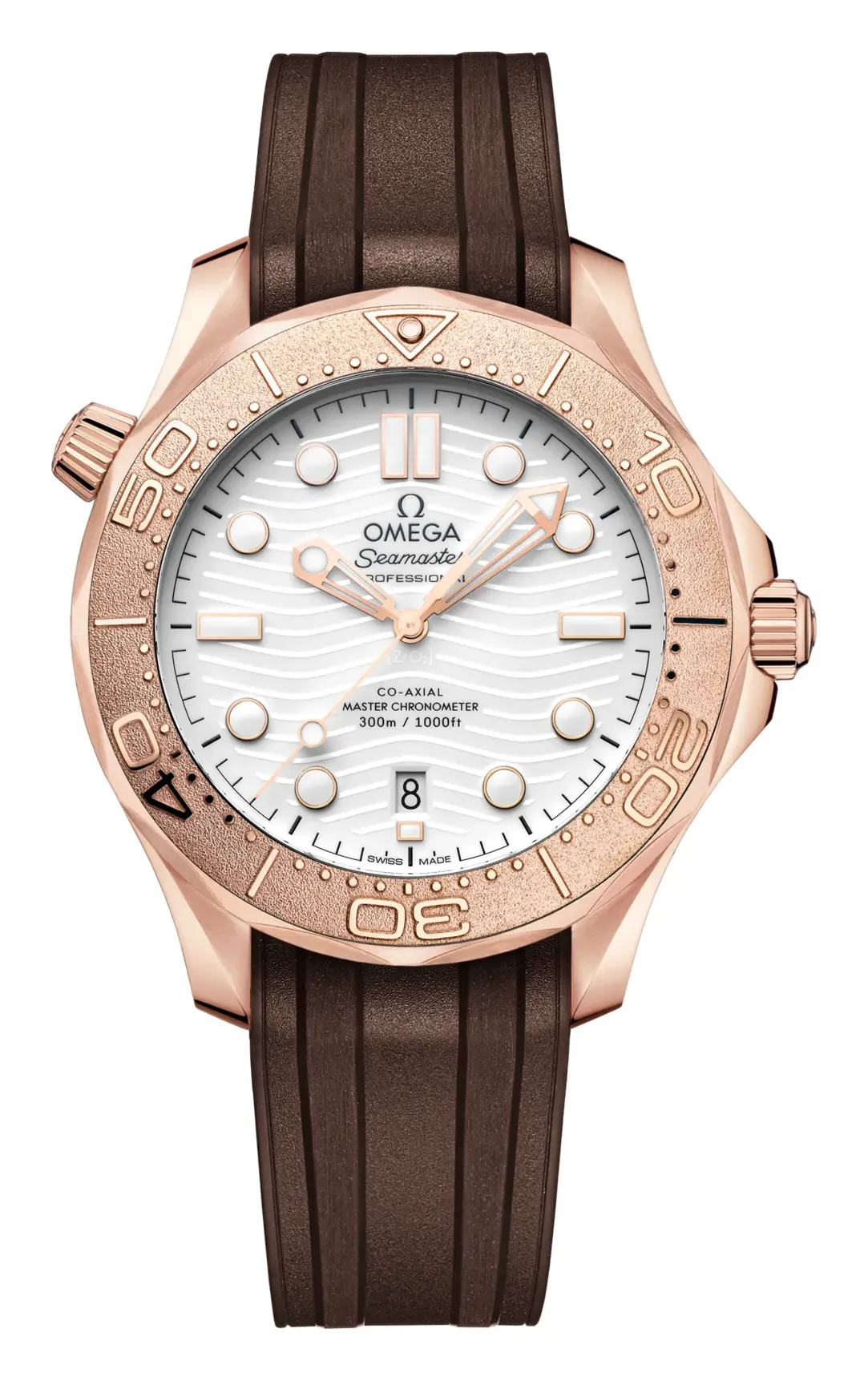Omega Seamaster Diver 300M Master Co-Axial 42 210.52.42.20, reference 210.52.42.20.04.001, white dial, rose gold case