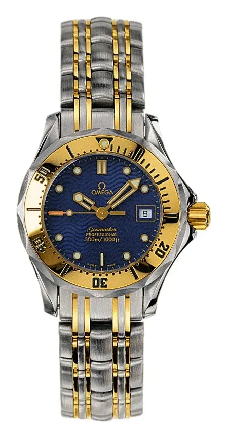 Omega Seamaster Diver 300M Quartz 28 2382.80.00, reference 2382.80.00, blue dial, stainless steel and yellow gold case