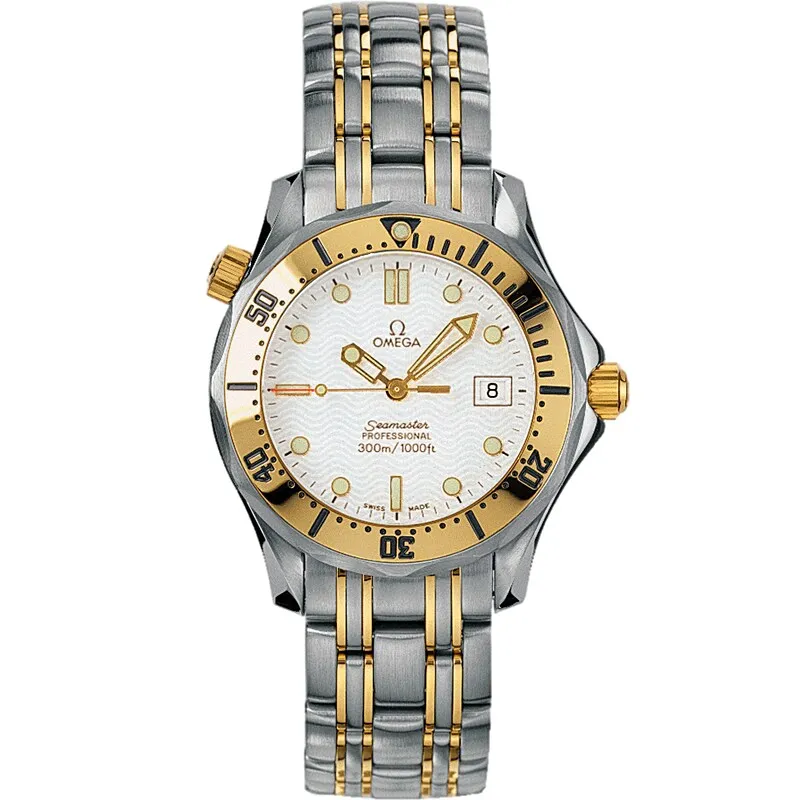 Omega Seamaster Diver 300M Quartz 36.25 2362.20.00, reference 2362.20.00, white dial, stainless steel and yellow gold case