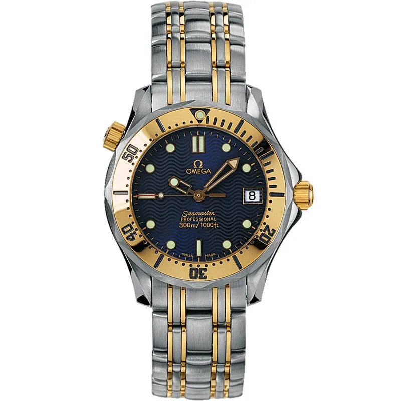 Omega Seamaster Diver 300M Quartz 36.25 2362.80.00, reference 2362.80.00, blue dial, stainless steel and yellow gold case