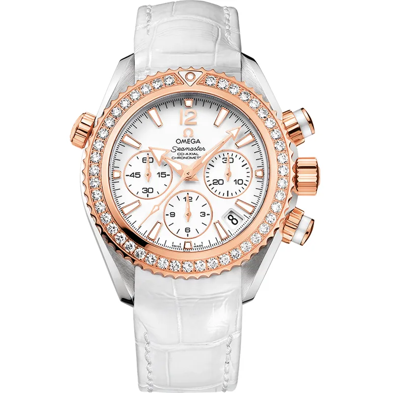 Omega Seamaster Planet Ocean 600M Co-Axial 37.5 Chronograph 222.28.38.50, reference 222.28.38.50.04.001, white dial, stainless steel and rose gold case
