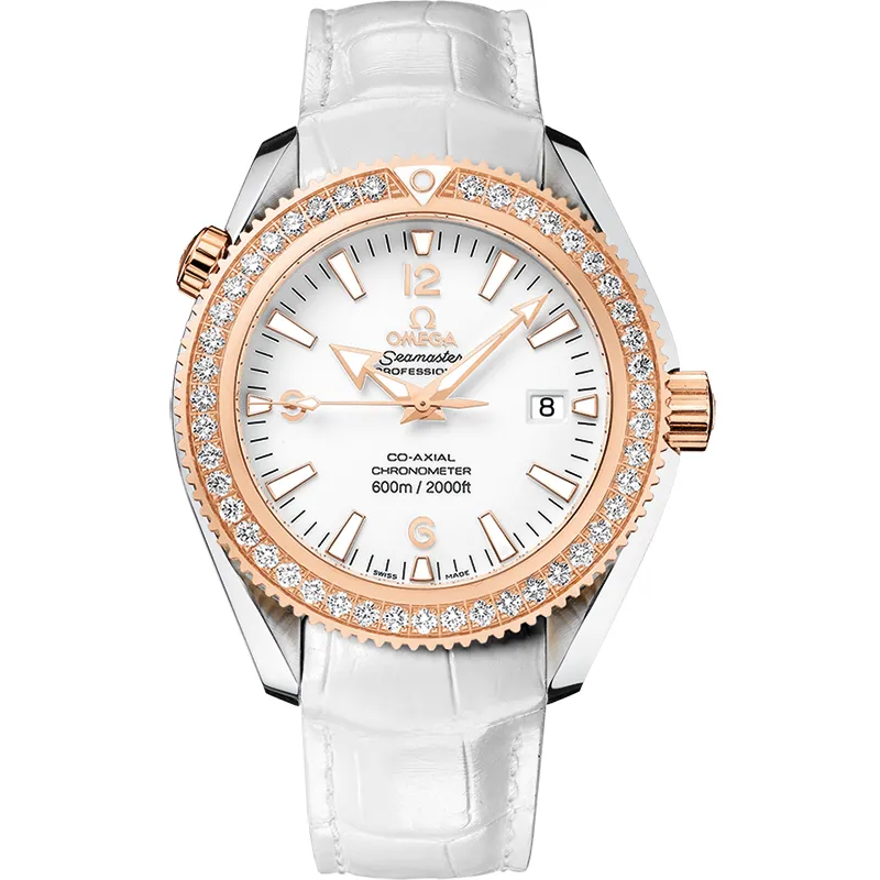 Omega Seamaster Planet Ocean 600M Co-Axial 42 222.28.42.20, reference 222.28.42.20.04.001, white dial, stainless steel and rose gold case