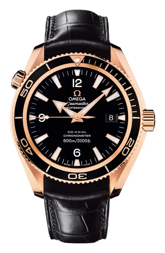Omega Seamaster Planet Ocean 600M Co-Axial 42 222.63.42.20, reference 222.63.42.20.01.001, black dial, rose gold case