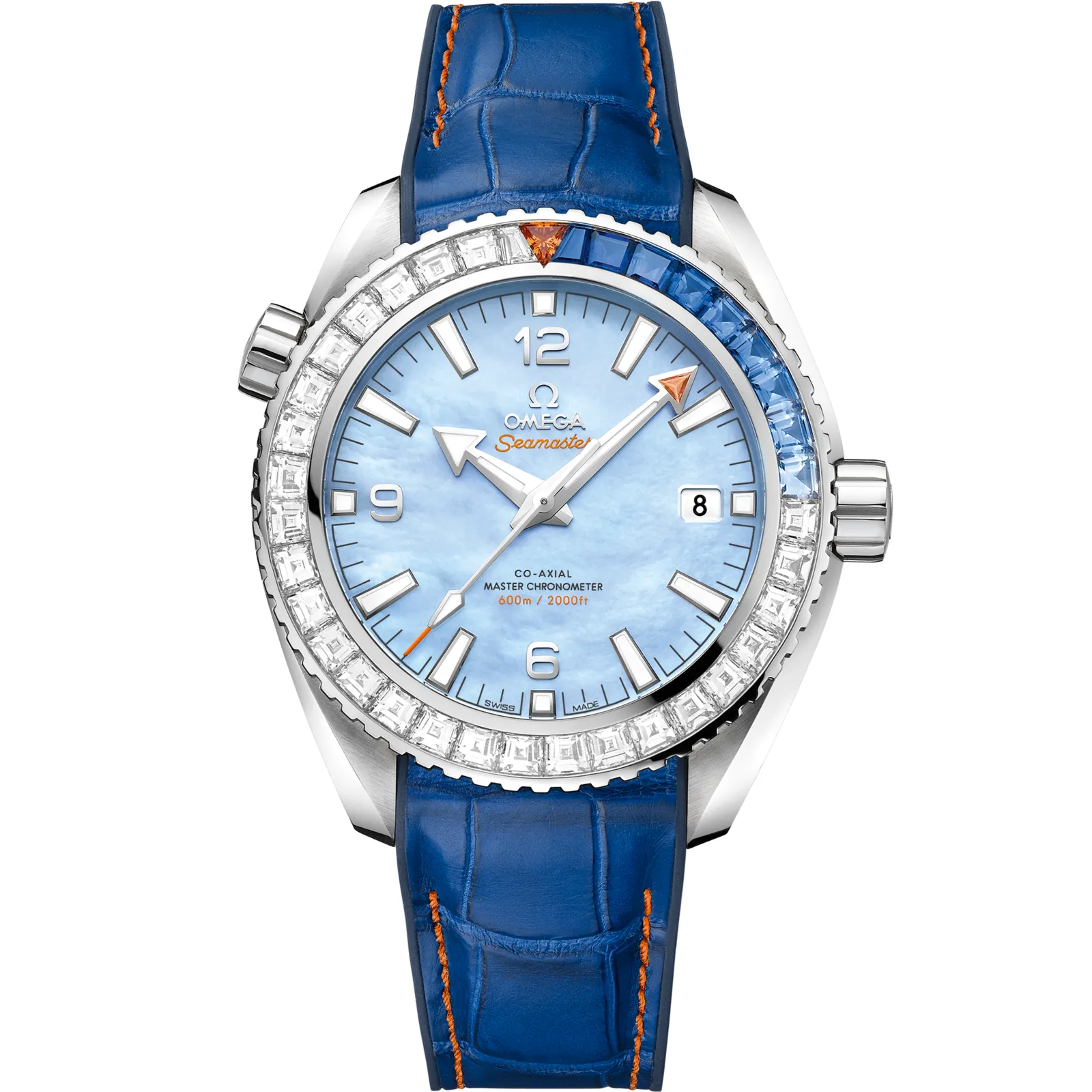 Omega Seamaster Planet Ocean 600M Co-Axial 43.5 Master Chronometer 215.58.44.21, reference 215.58.44.21.07.001, blue dial, white gold case