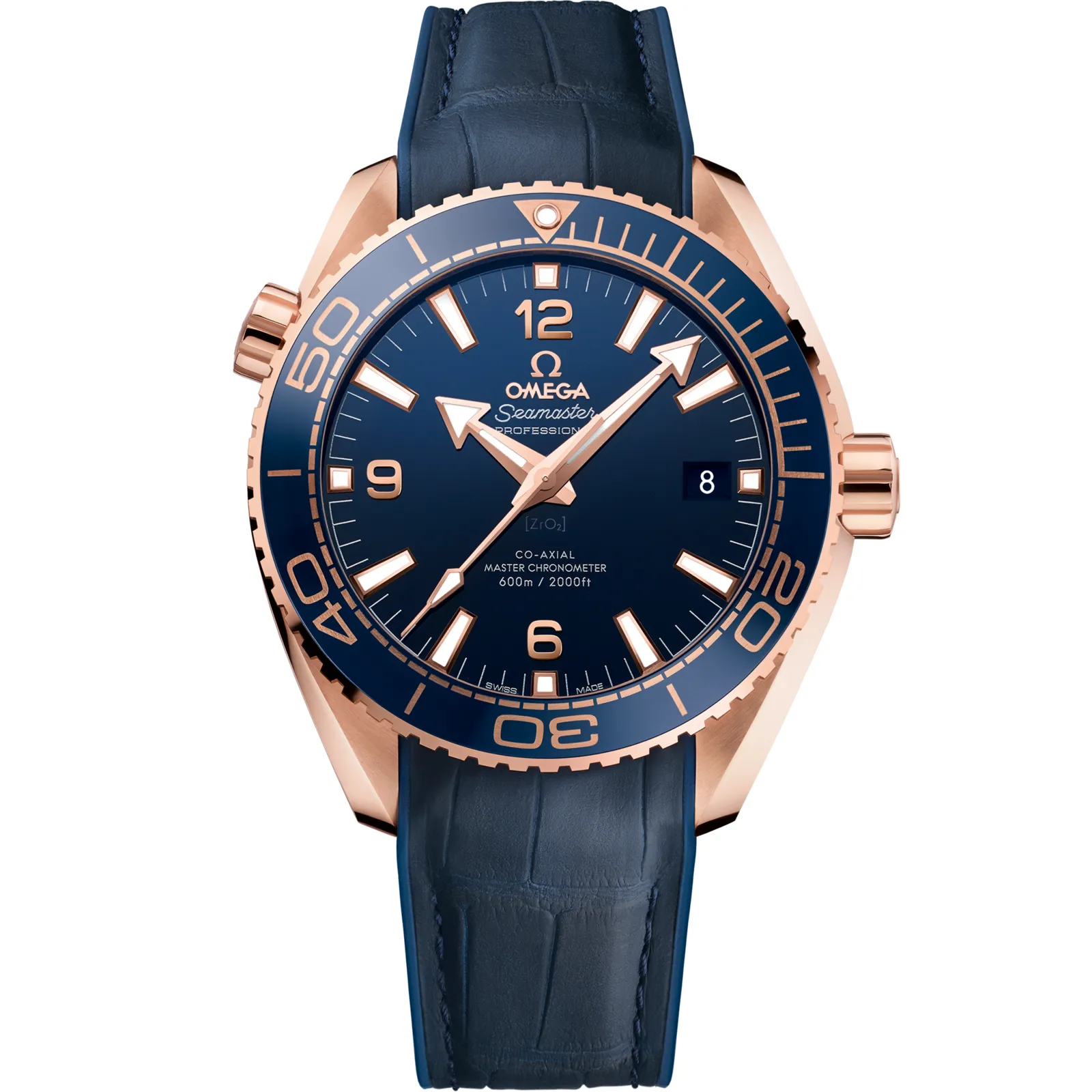 Omega Seamaster Planet Ocean 600M Co-Axial 43.5 Master Chronometer 215.63.44.21, reference 215.63.44.21.03.001, blue dial, rose gold case