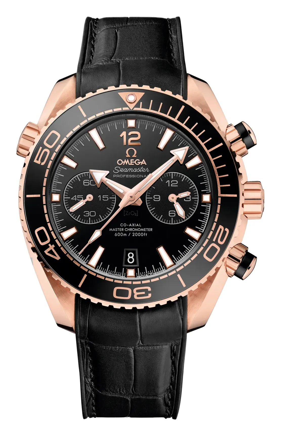 Omega Seamaster Planet Ocean 600M Co-Axial 45.5 Master Chronometer Chronograph 215.63.46.51, reference 215.63.46.51.01.001, black dial, rose gold case