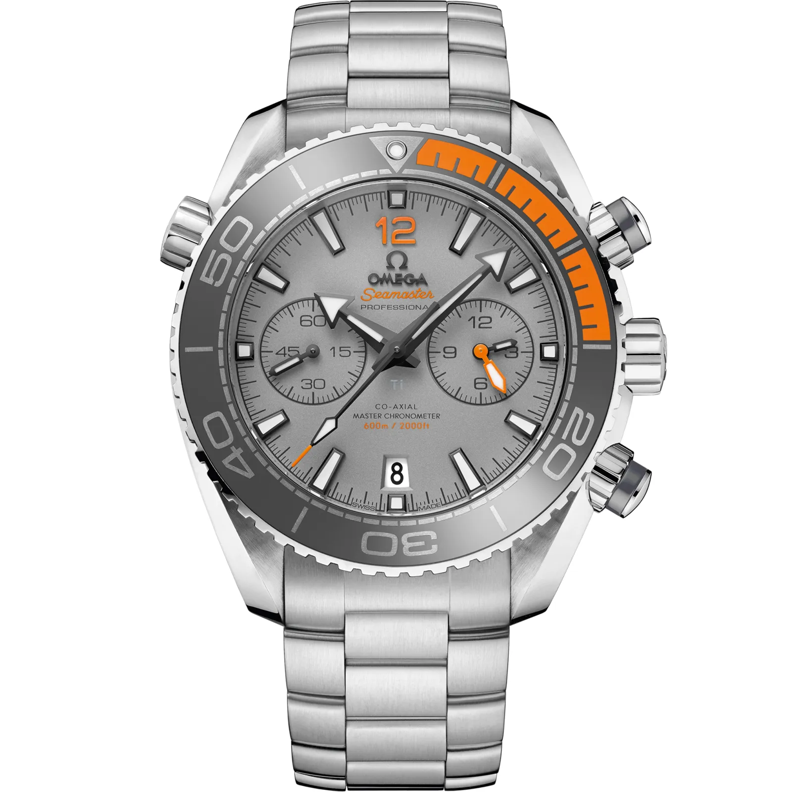 Omega Seamaster Planet Ocean 600M Co-Axial 45.5 Master Chronometer Chronograph 215.90.46.51, reference 215.90.46.51.99.001, grey dial, titanium case