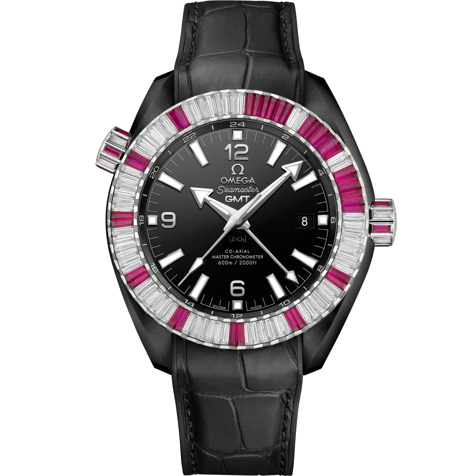 Omega Seamaster Planet Ocean 600M Co-Axial 45.5 Master Chronometer GMT Deep Black, reference 215.98.46.22.01.002, black dial, ceramic case