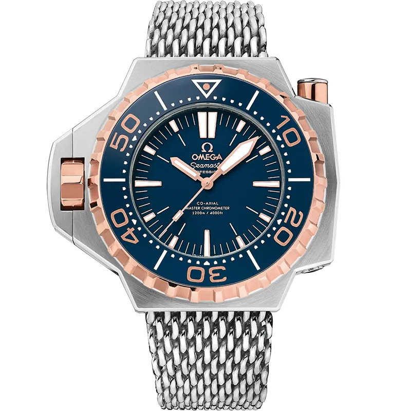 Omega Seamaster PloProf Co-Axial Master Chronometer 227.60.55.21, reference 227.60.55.21.03.001, blue dial, titanium and rose gold case