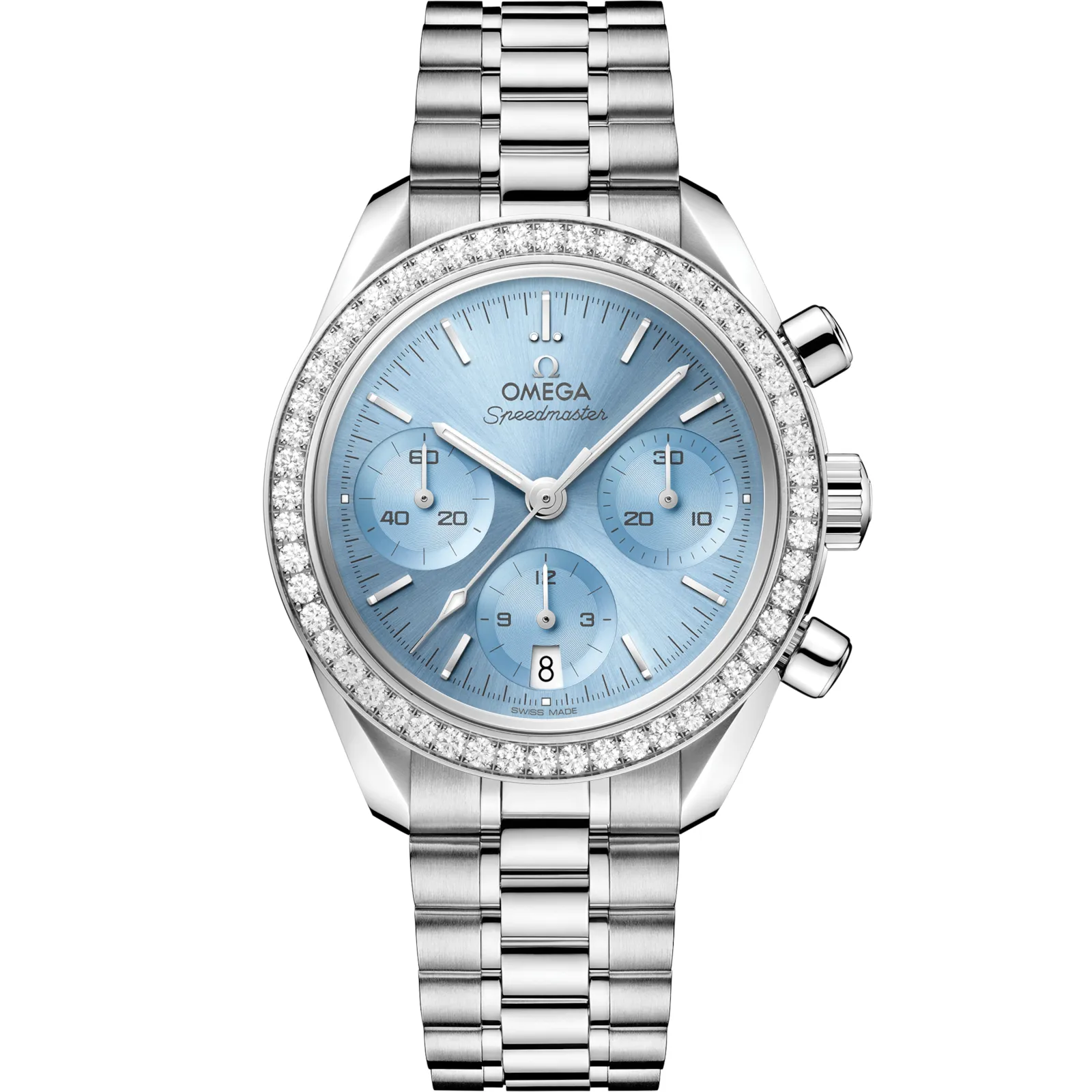 Omega Speedmaster 38 Stainless 324.15.38.50, reference 324.15.38.50.03.001, blue dial, stainless steel case