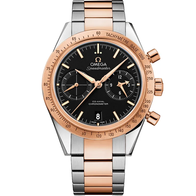 Omega Speedmaster 57 Co-Axial 331.20.42.51, reference 331.20.42.51.01.002, black dial, stainless steel and rose gold case