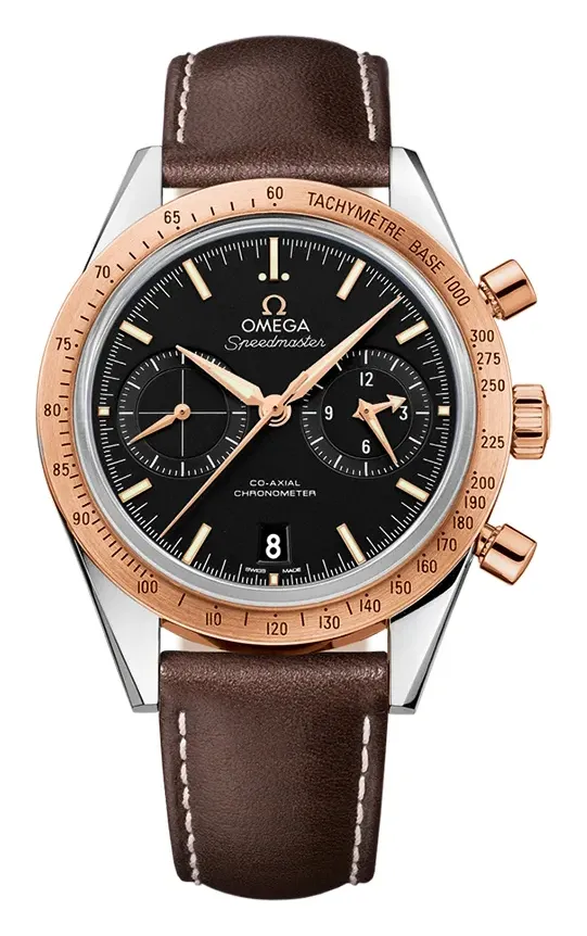 Omega Speedmaster 57 Co-Axial 331.22.42.51, reference 331.22.42.51.01.001, black dial, stainless steel and rose gold case