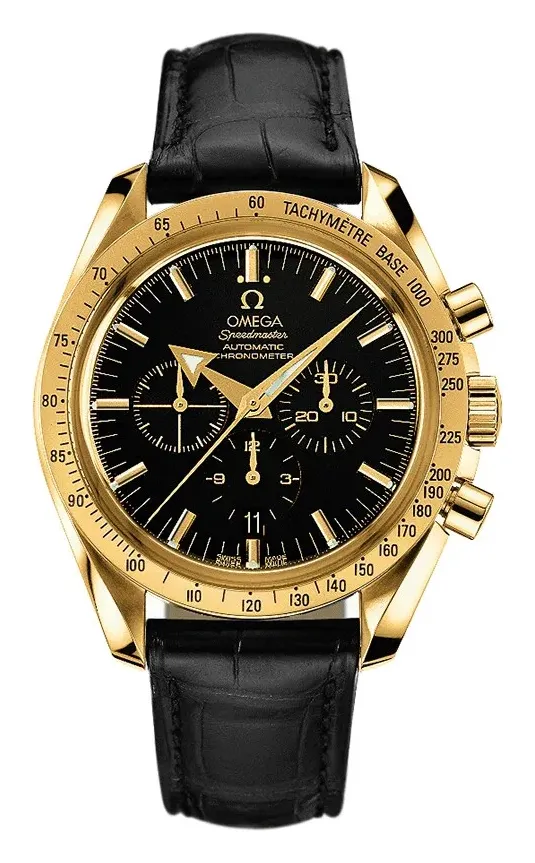 Omega Speedmaster Broad Arrow 3651.50.31, reference 3651.50.31, black dial, yellow gold case