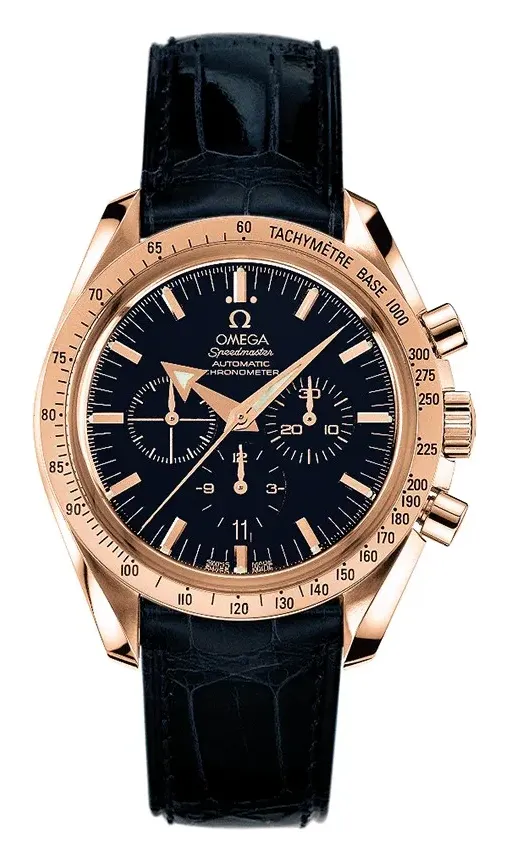 Omega Speedmaster Broad Arrow 3653.80.33, reference 3653.80.33, blue dial, rose gold case