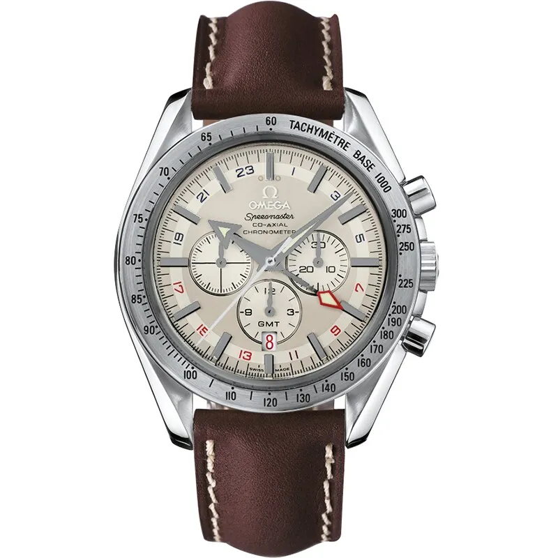 Omega Speedmaster Broad Arrow Co-Axial GMT 3881.30.37, reference 3881.30.37, white dial, stainless steel case