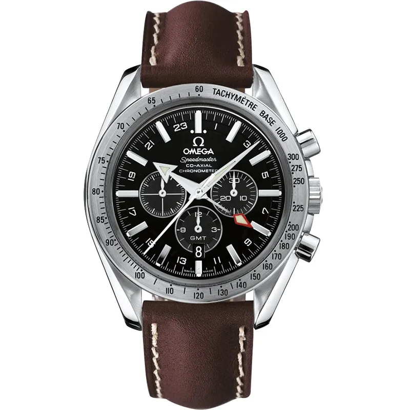 Omega Speedmaster Broad Arrow Co-Axial GMT 3881.50.37, reference 3881.50.37, black dial, stainless steel case