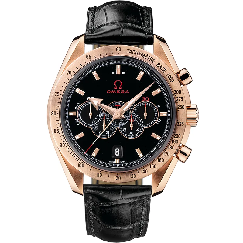 Omega Speedmaster Co-Axial 321.53.44.52, reference 321.53.44.52.01.001, black dial, rose gold case