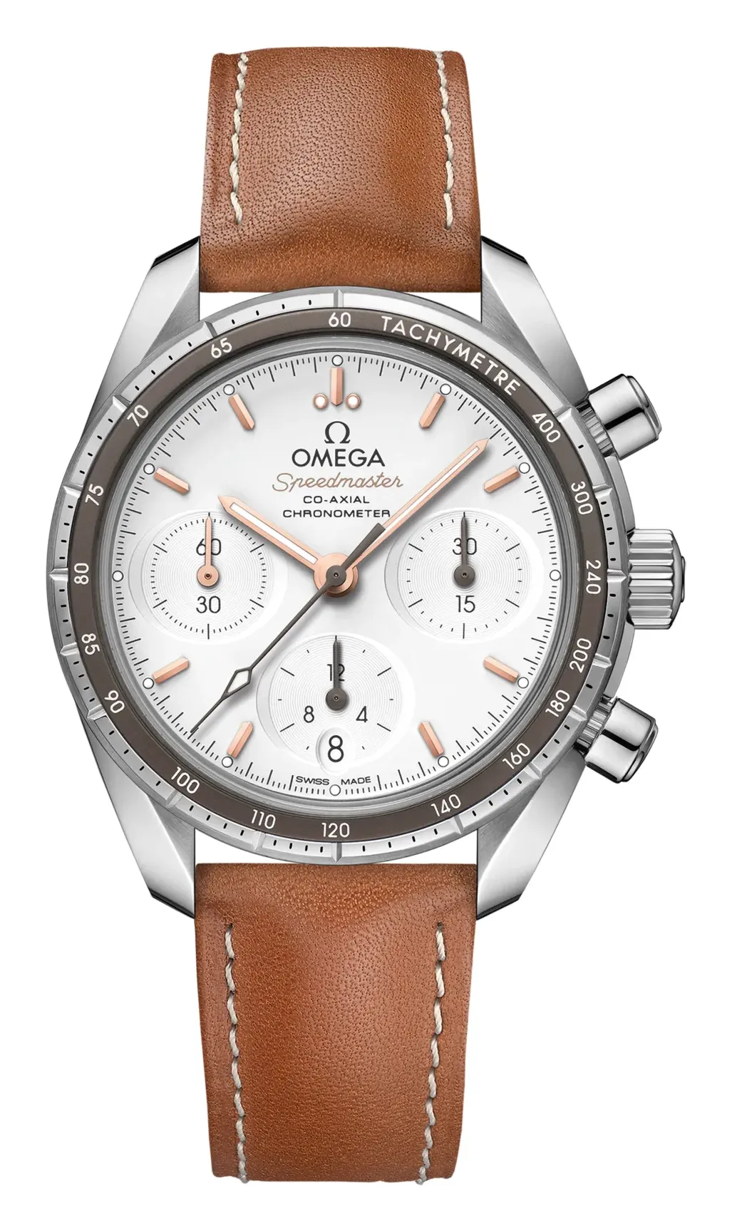 Omega Speedmaster Co-Axial 38 324.32.38.50, reference 324.32.38.50.02.001, silver dial, stainless steel case