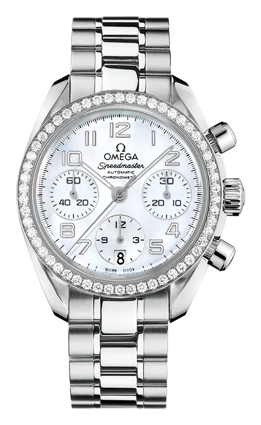 Omega Speedmaster Date 38 324.15.38.40, reference 324.15.38.40.05.001, white dial, stainless steel case