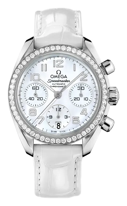 Omega Speedmaster Date 38 324.18.38.40, reference 324.18.38.40.05.001, white dial, stainless steel case