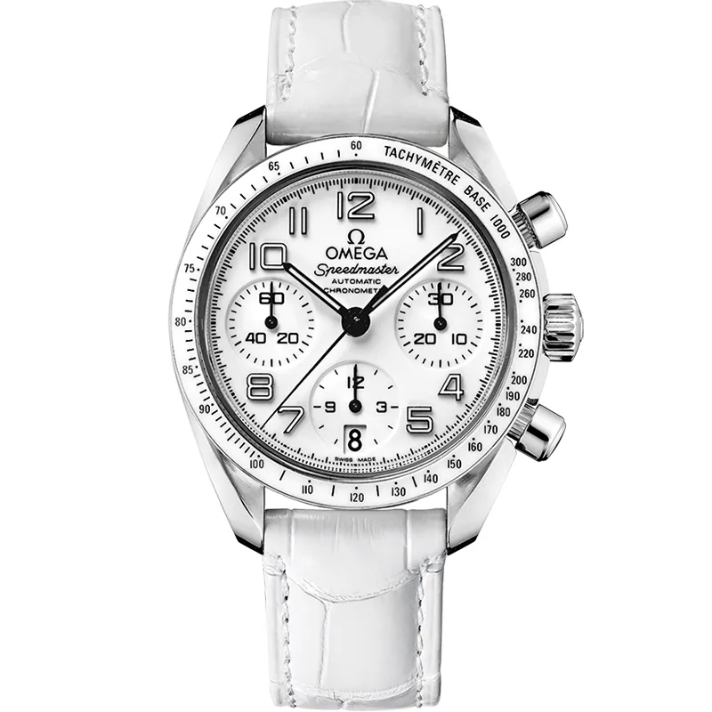 Omega Speedmaster Date 38 324.33.38.40, reference 324.33.38.40.04.001, white dial, stainless steel case