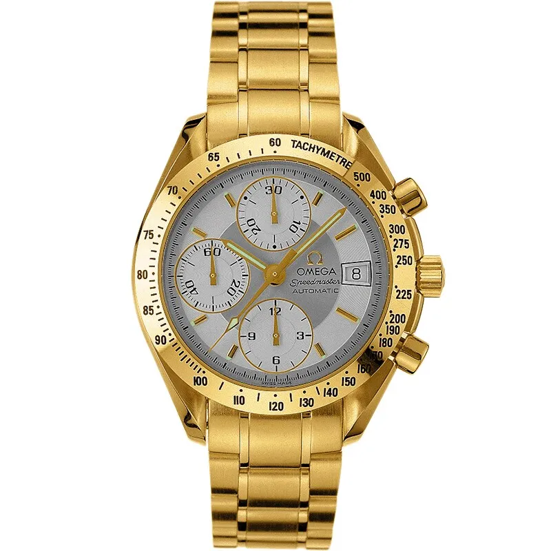 Omega Speedmaster Date 39 3113.30.00, reference 3113.30.00, silver dial, yellow gold case