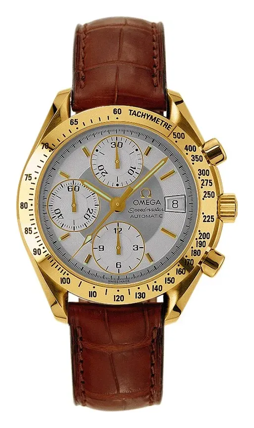 Omega Speedmaster Date 39 3613.30.02, reference 3613.30.02, silver dial, yellow gold case
