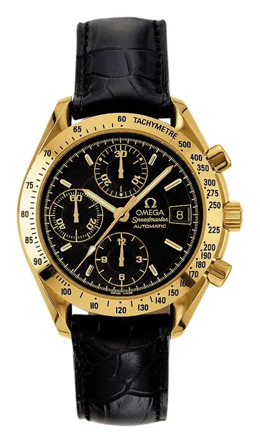Omega Speedmaster Date 39 3613.53.01, reference 3613.53.01, black dial, yellow gold case