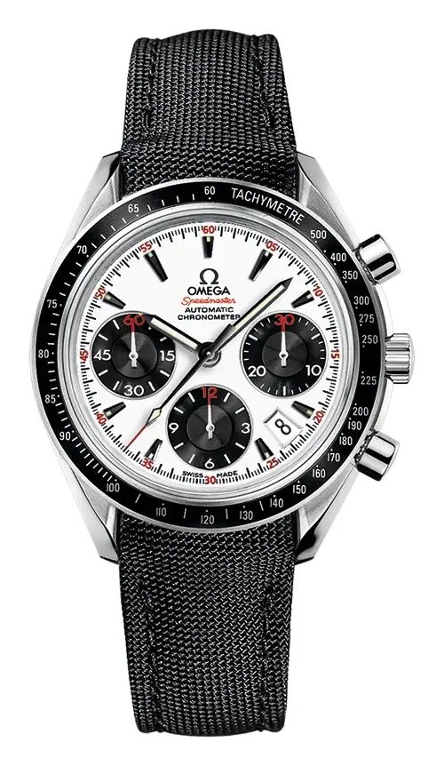 Omega Speedmaster Date 40 323.32.40.40, reference 323.32.40.40.04.001, white dial, stainless steel case
