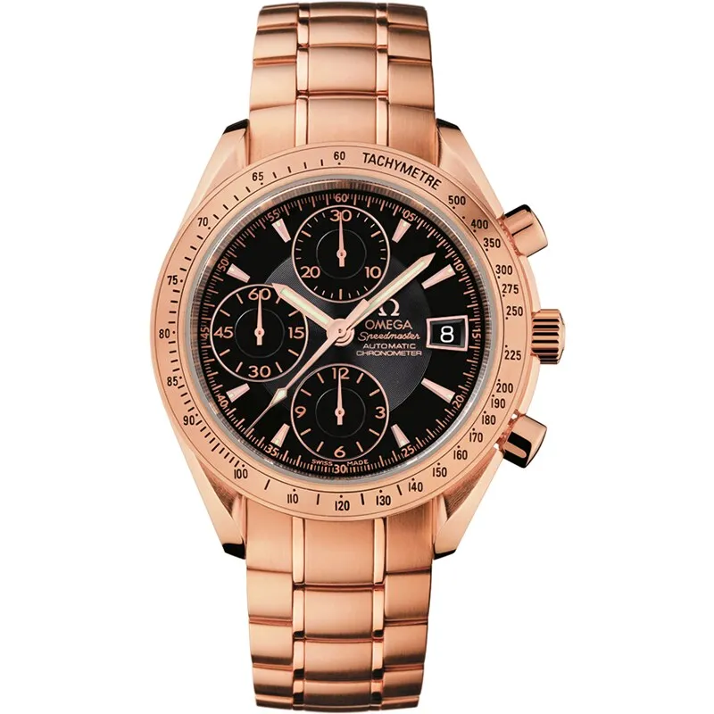 Omega Speedmaster Date 40 323.50.40.40, reference 323.50.40.40.01.001, black dial, rose gold case
