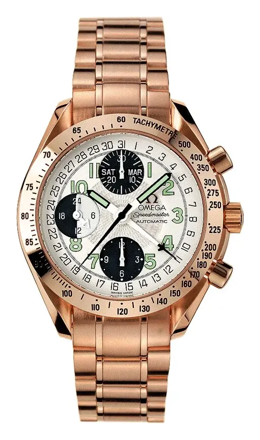 Omega Speedmaster Day-Date 39 3123.33.00, reference 3123.33.00, silver dial, rose gold case