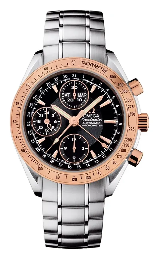 Omega Speedmaster Day-Date 40 323.21.40.44, reference 323.21.40.44.01.001, black dial, stainless steel and rose gold case