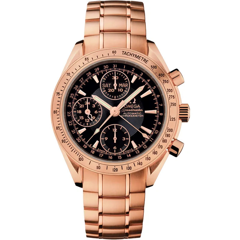 Omega Speedmaster Day-Date 40 323.50.40.44, reference 323.50.40.44.01.001, black dial, rose gold case