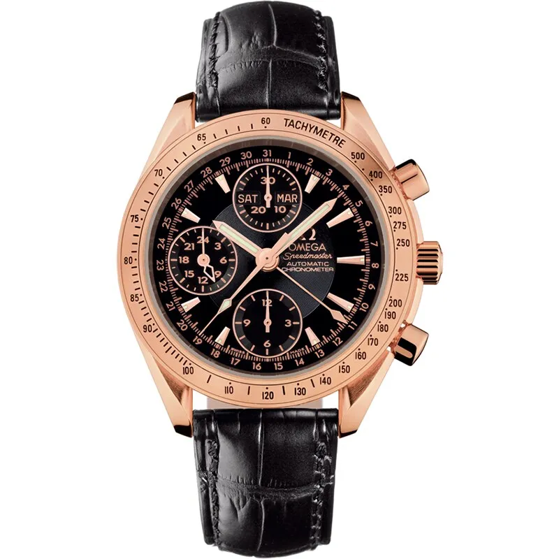 Omega Speedmaster Day-Date 40 323.53.40.44, reference 323.53.40.44.01.001, black dial, rose gold case