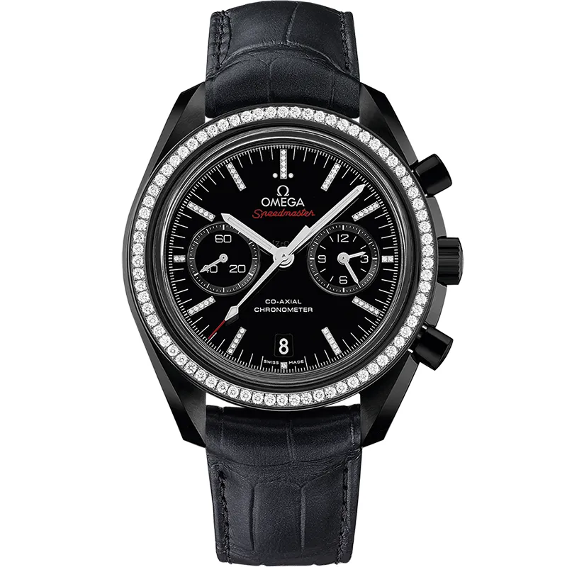 Omega Speedmaster Moonwatch Co-Axial White Side of the Moon, reference 311.98.44.51.51.001, black dial, ceramic case