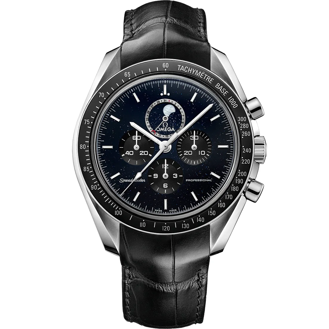 Omega Speedmaster Professional Moonphase 311.33.44.32, reference 311.33.44.32.01.001, black dial, stainless steel case