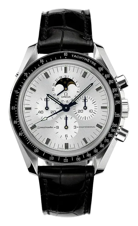 Omega Speedmaster Professional Moonphase Apollo 11 30th Anniversary, reference 3689.30.31, silver dial, white gold case
