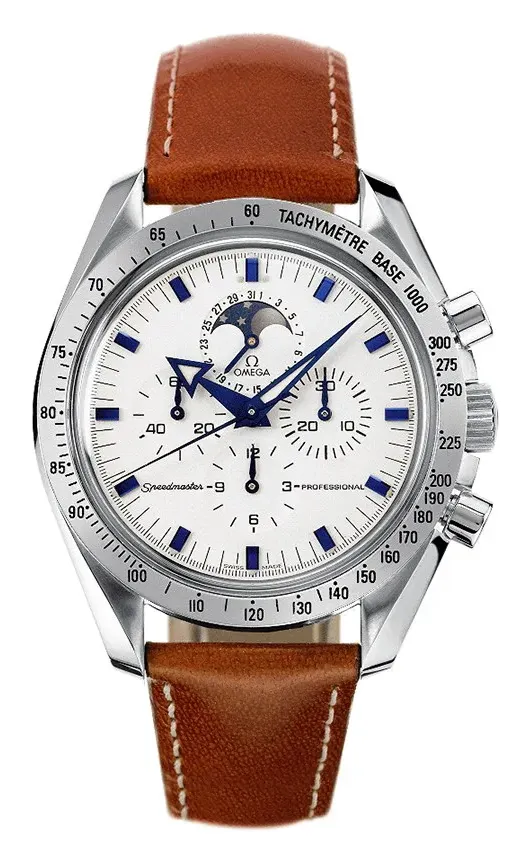 Omega Speedmaster Professional Moonphase Broad Arrow 3875.20.37, reference 3875.20.37, white dial, stainless steel case
