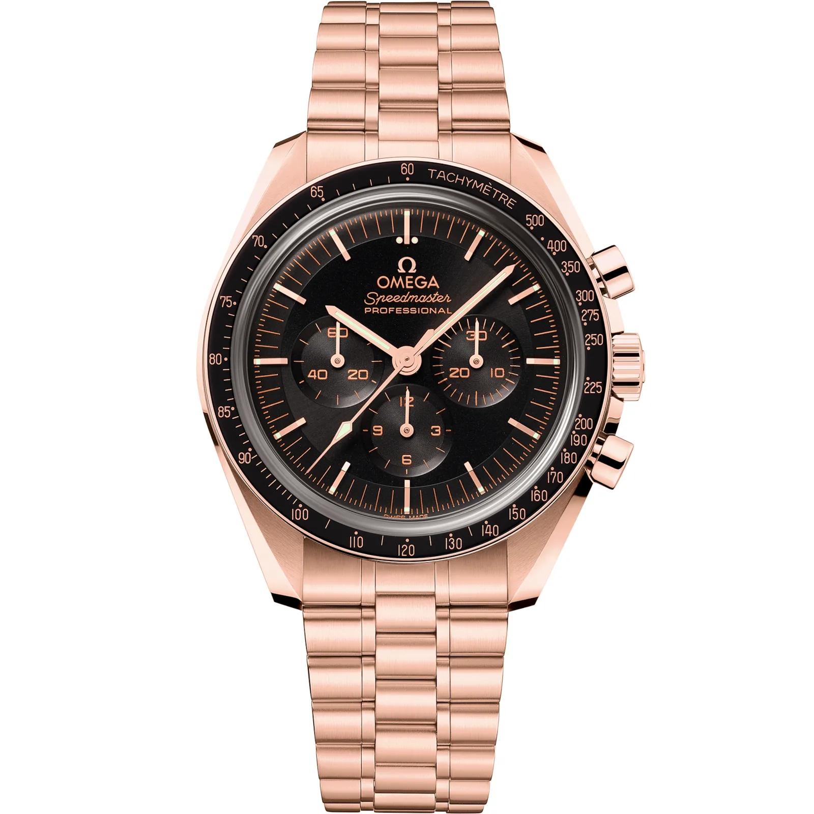 Omega Speedmaster Professional Moonwatch 3861 310.60.42.50, reference 310.60.42.50.01.001, black dial, rose gold case