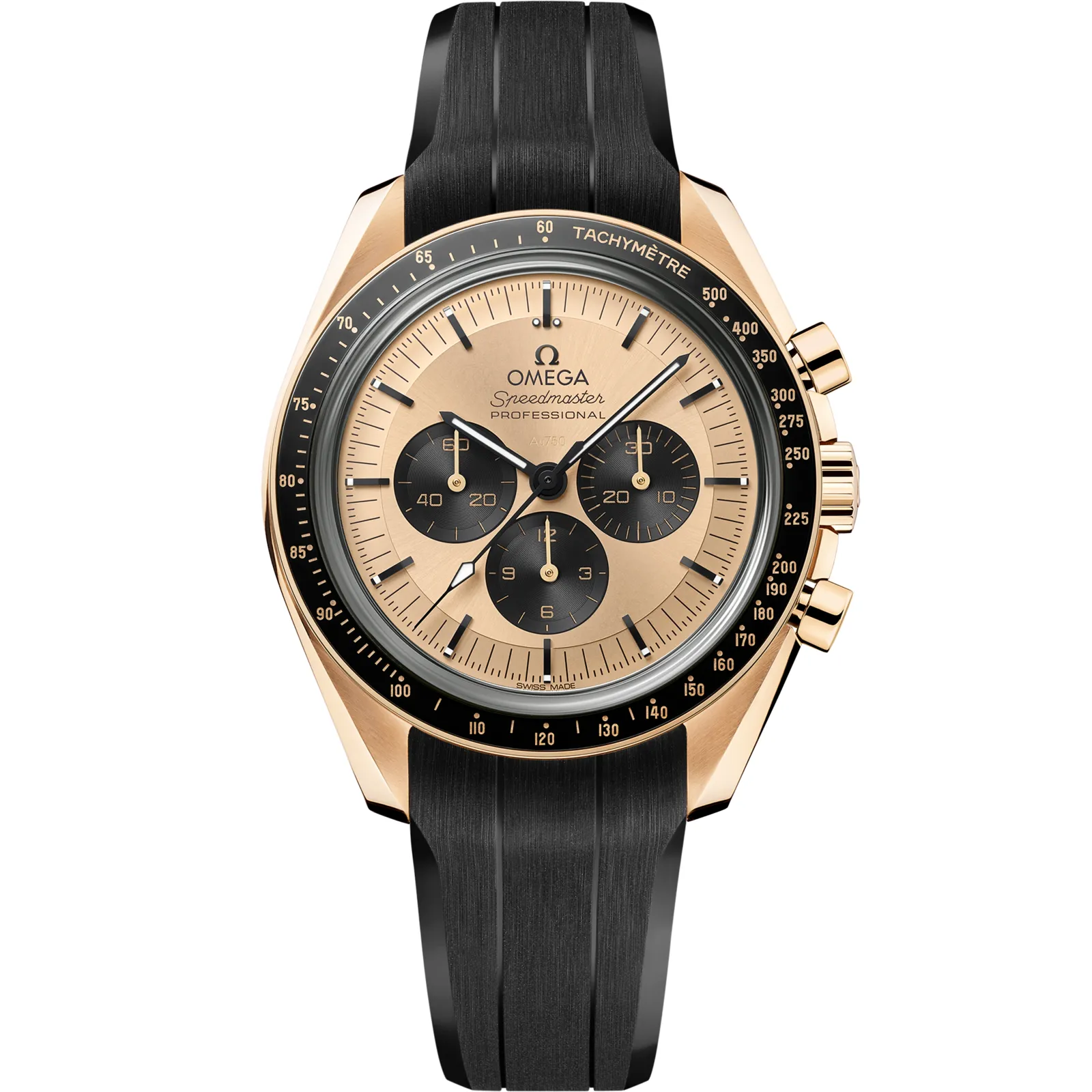 Omega Speedmaster Professional Moonwatch 3861 310.62.42.50, reference 310.62.42.50.99.001, yellow dial, yellow gold case