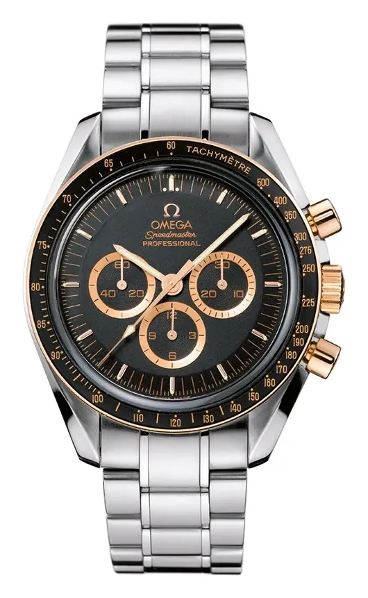 Omega Speedmaster Professional Moonwatch Apollo 15 35th Anniversary, reference 3366.51.00, black dial, stainless steel and rose gold case