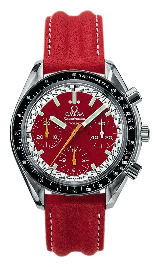Omega Speedmaster Reduced 3810.61.41, reference 3810.61.41, red dial, stainless steel case