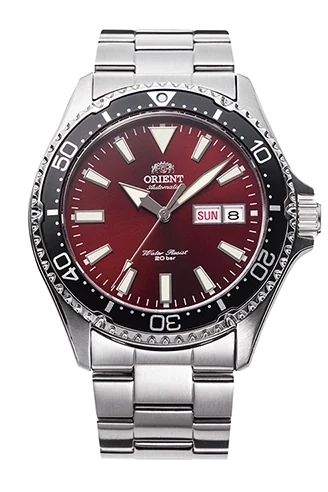 Orient Kamasu, reference RA-AA0003R, red dial, stainless steel case