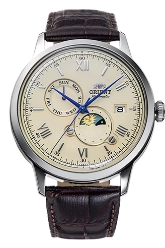 Orient Sun & Moon, reference RA-AK0803Y, ivory dial, stainless steel case