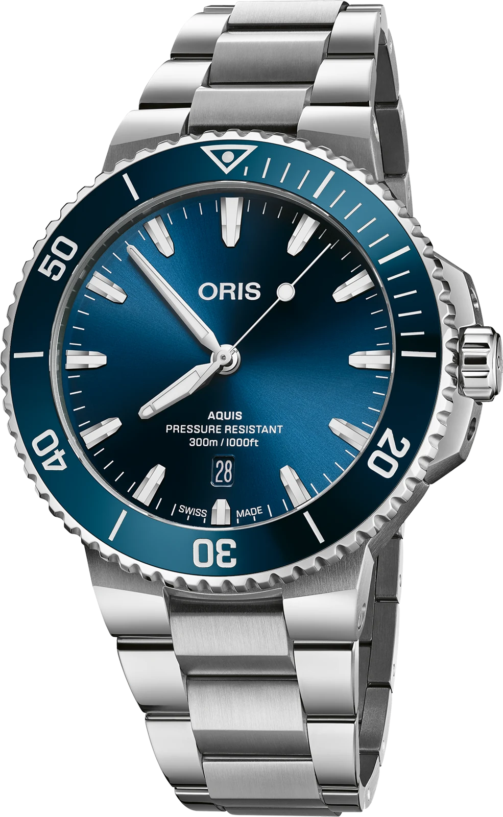 Oris Aquis Date, reference 01 733 7789 4135-07 8 23 04PEB, blue dial, stainless steel case